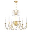 Plumette 6-Light Chandelier with Crystal For Sale