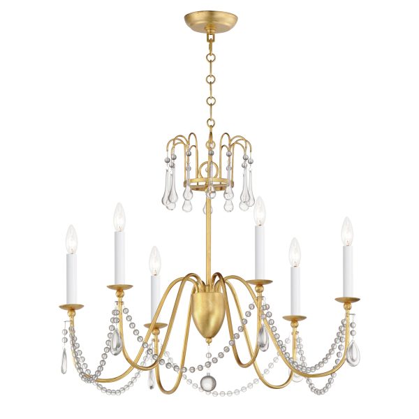 Plumette 6-Light Chandelier with Crystal For Sale